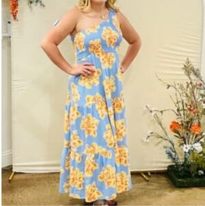 Abel the Label Floral Maxi Dress One Shoulder Anthropologie
